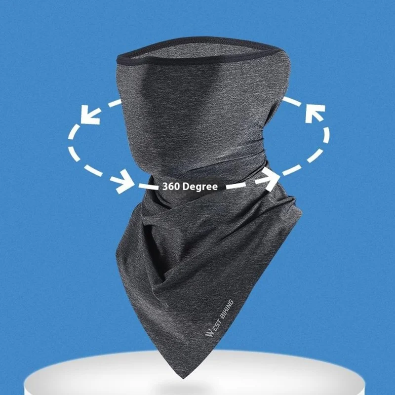 WEST BIKING Bandana de Pescoço Listrada Máscara Facial Protetora Cobertura Bandanas de Seda de Gelo Proteção Solar Lenço Mágico para Cabeça - Preto