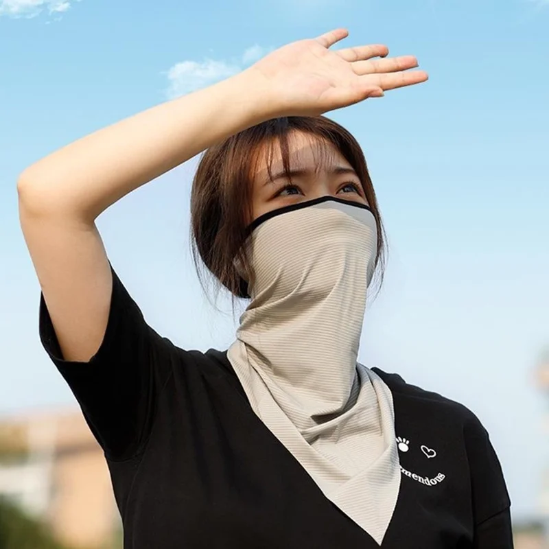 WEST BIKING Bandana de Pescoço Listrada Máscara Facial Protetora Cobertura Bandanas de Seda de Gelo Proteção Solar Lenço Mágico para Cabeça - Preto