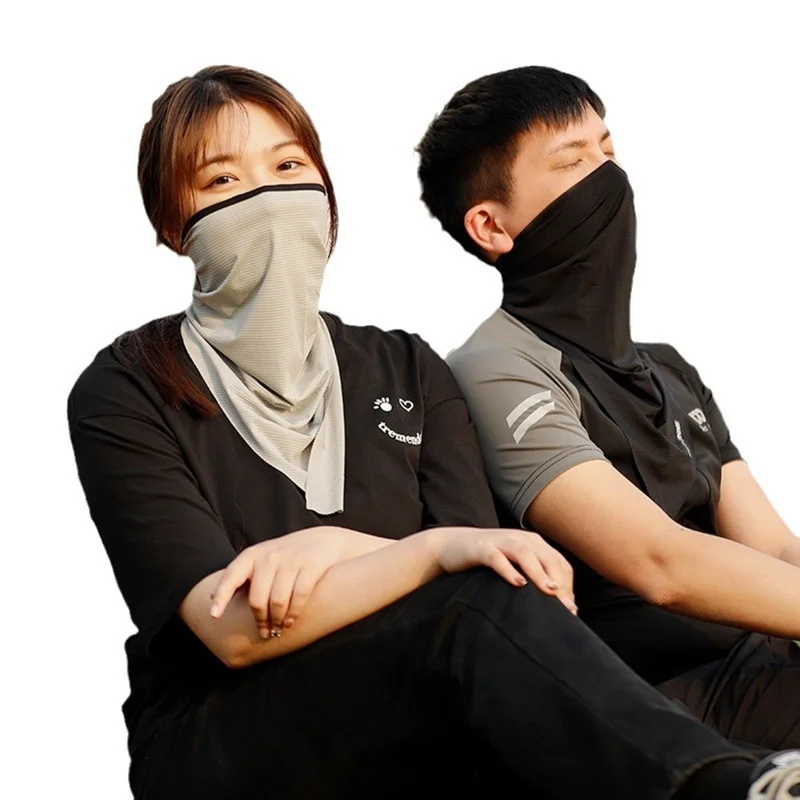WEST BIKING Bandana de Pescoço Listrada Máscara Facial Protetora Cobertura Bandanas de Seda de Gelo Proteção Solar Lenço Mágico para Cabeça - Preto