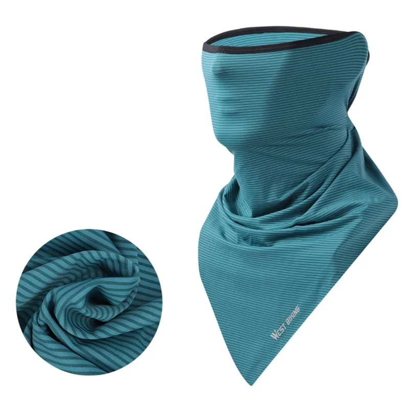 WEST BIKING Striped Neck Gaiter Face Mask Covering Bandanas Ice Silk Sun Protection Scarf Magic Headwear - Blue