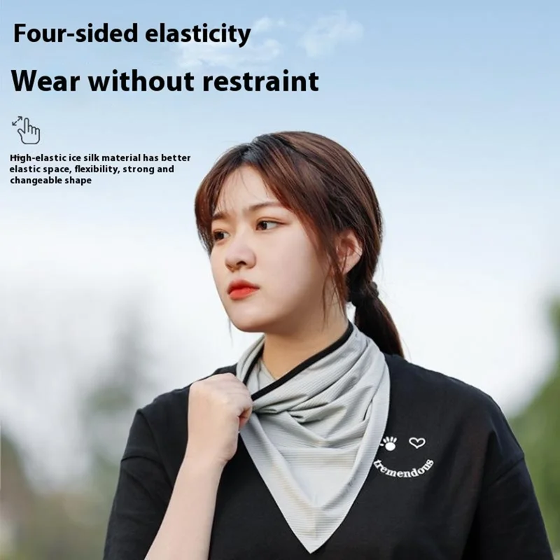 WEST BIKING Striped Neck Gaiter Face Mask Covering Bandanas Ice Silk Sun Protection Scarf Magic Headwear - Blue