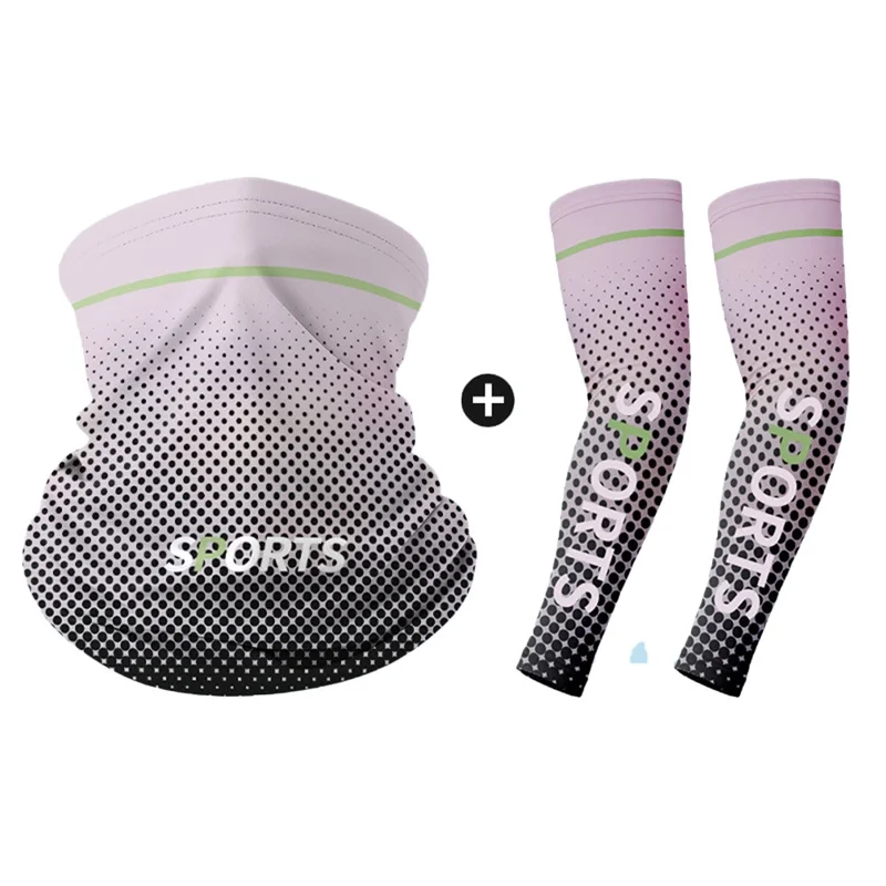 Outdoor Sun Protection Milk Silk Moisture Wicking Arm Sleeves with Neck Gaiter Set for Cycling Fishing - Grey
