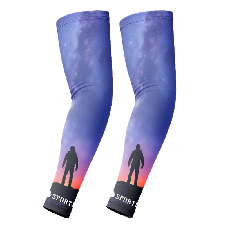 1 Pair Outdoor Milk Silk Cooling Arm Sleeves Sun Protection Arm Guard for Hiking / Cycling / Fishing - Starry Sky