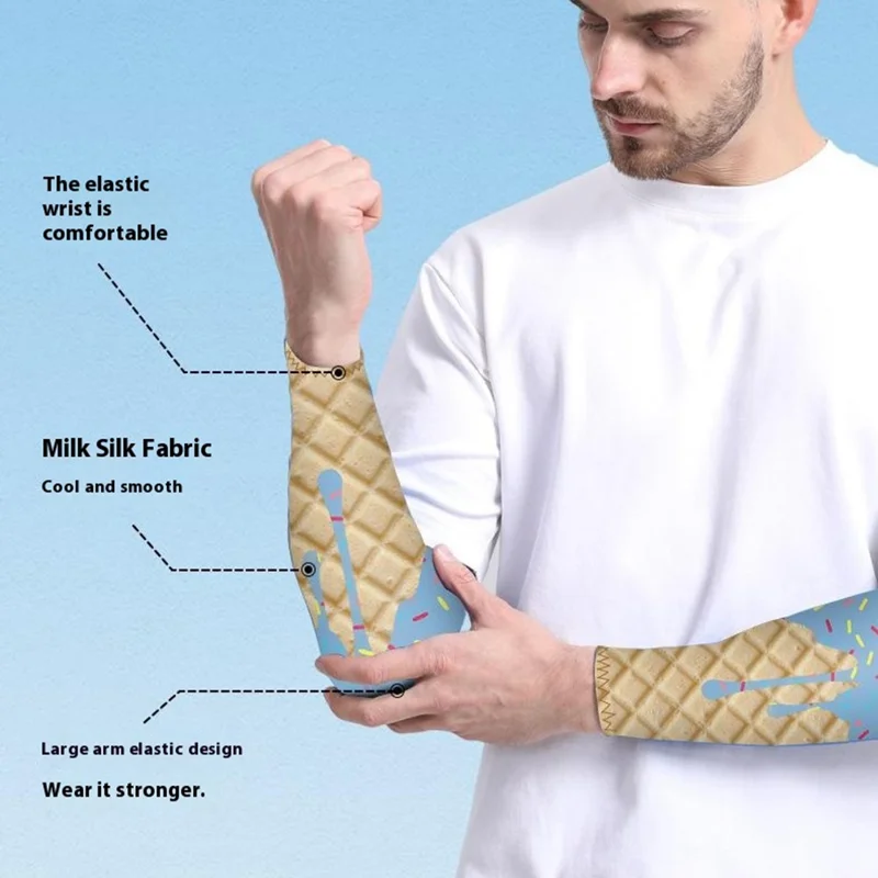 1 Pair Size XL Ice Cream Compression Sun Protection Arm Sleeves Cooling Arm Guards for 18 Years and Above - HFBXT-005
