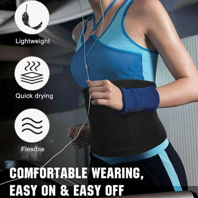 035 Men Sports Body Shaping Sauna Sweatband Shapewear Waist Trainer Belt Fitness Abdominal Trimmer - Blue 4XL  /  5XL