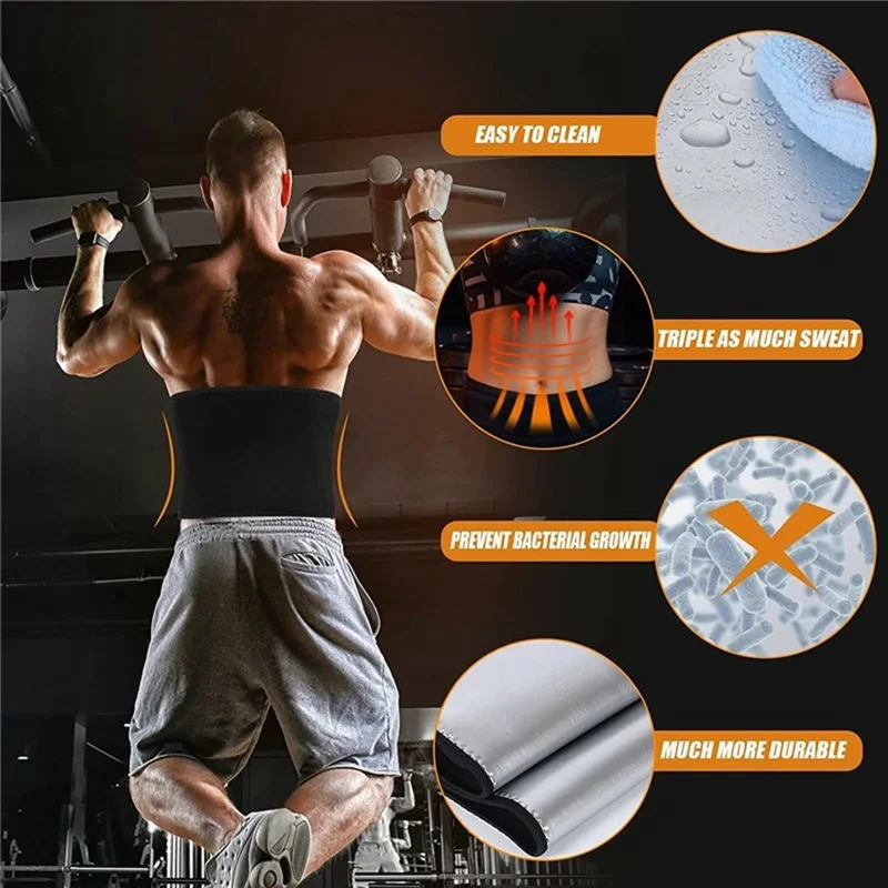 035 Men Sports Body Shaping Sauna Sweatband Shapewear Waist Trainer Belt Fitness Abdominal Trimmer - Blue 4XL  /  5XL