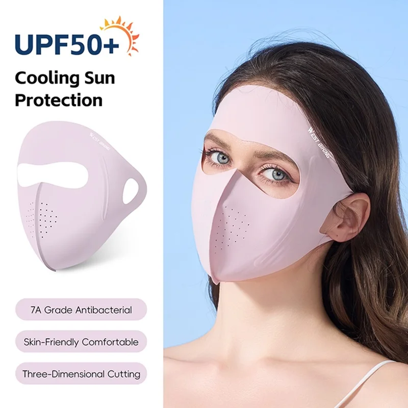 WEST BIKING YP0201465 Mascarilla Deportiva para Exteriores de Seda de Hielo, Transpirable con Protección Solar, Cubierta Facial Completa - Rosa