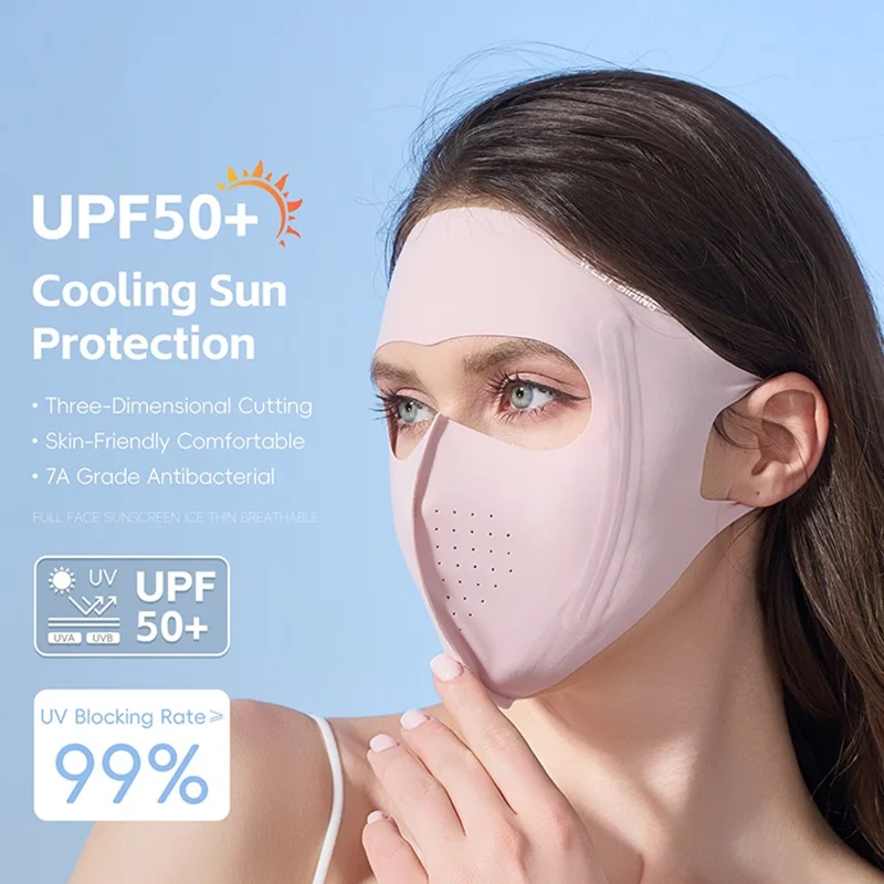 WEST BIKING YP0201465 Mascarilla Deportiva para Exteriores de Seda de Hielo, Transpirable con Protección Solar, Cubierta Facial Completa - Rosa