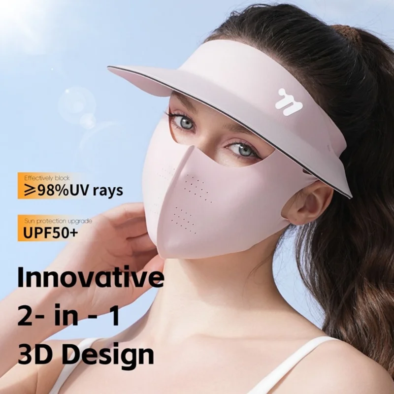 WEST BIKING YP0201466 Gorra para Ciclismo al Aire Libre con Máscara Desmontable 2 en 1 para Protección Solar y Facial - Rosa