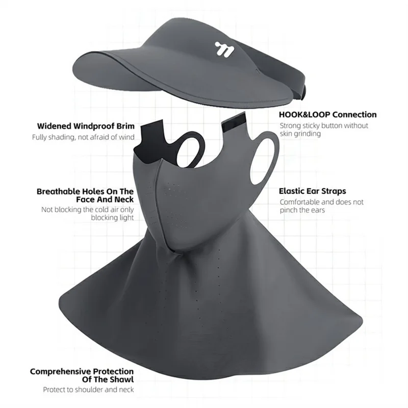 WEST BIKING YP0201467 Sombrero de Protección Solar Desmontable para Ciclismo, Senderismo, Pesca y Deportes al Aire Libre - Gris Oscuro