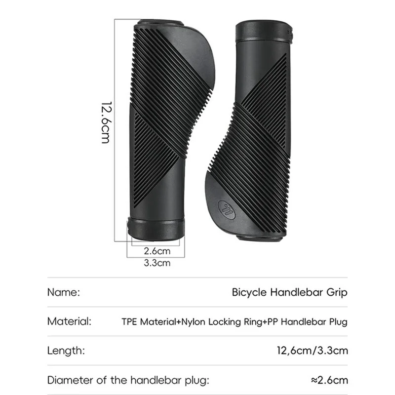 WEST BIKING YP0804084 1 Par de Punhos de Guidão de Bicicleta Absorventes de Choque Antiderrapantes MTB Bike Lock-On - Preto