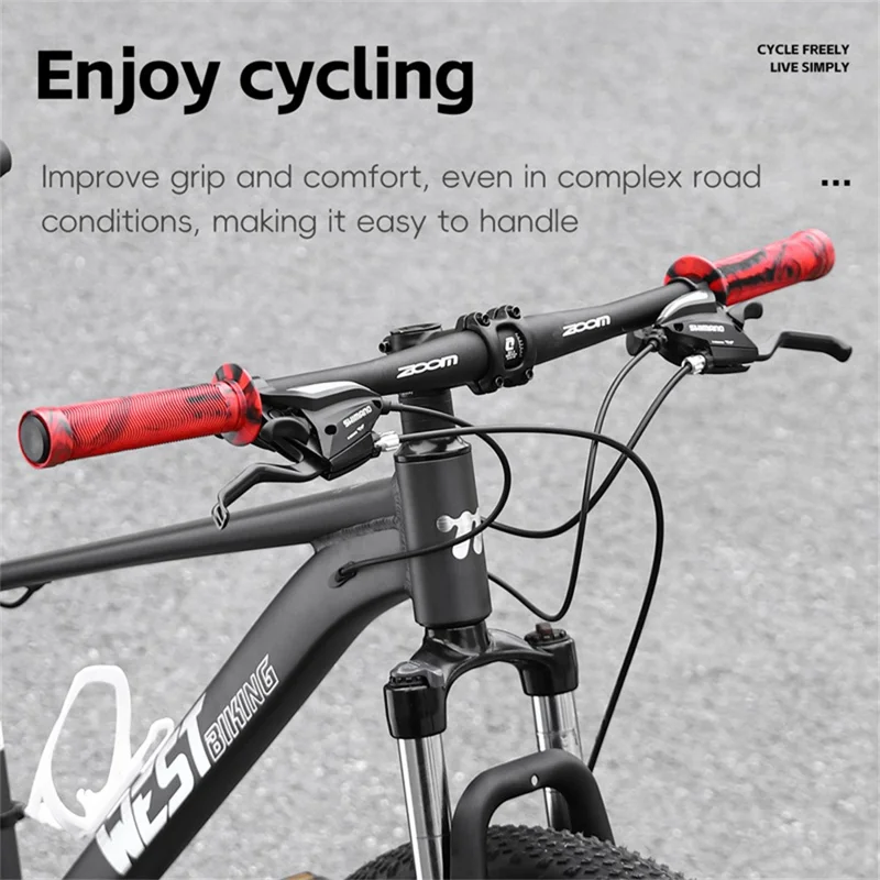WEST BIKING 1 пара велосипедных грипс для горного велосипеда, противоскользящие, мягкие резиновые грипсы - Стиль A / Красный
