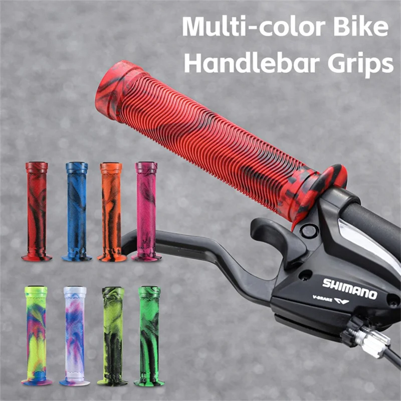 WEST BIKING 1 Pair Mountain Bike Handlebar Grips Cycling Anti Slip Soft Rubber Grips - Style B / Black+Yellow