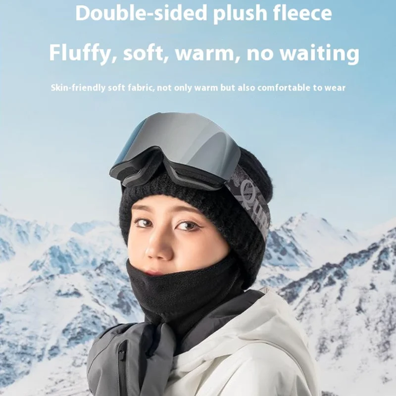 QUNATURE 11230015 Braga de Cuello Polar para Esquí y Ciclismo, Máscara Facial Cálida y Cortavientos - Negro / S