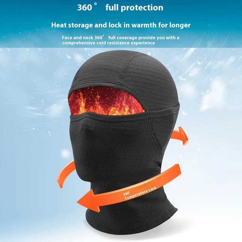 QUNATURE 13230022 014-YPP101 Winter Ski Mask Balaclava Fleece Cycling Motorcycle Riding Full Face Cover Neck Warmer - Black / M