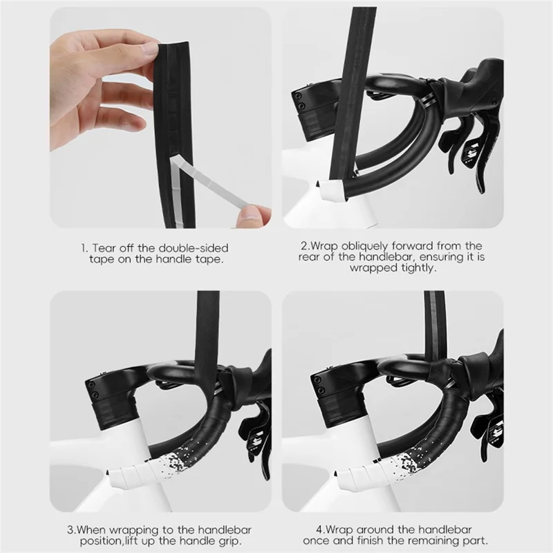 WEST BIKING YP0804093 1 Pair Bicycle Handlebar Tape Gradient PU + EVA Anti Slip Shock Absorbing Bike Grip Straps - Black White Gradient