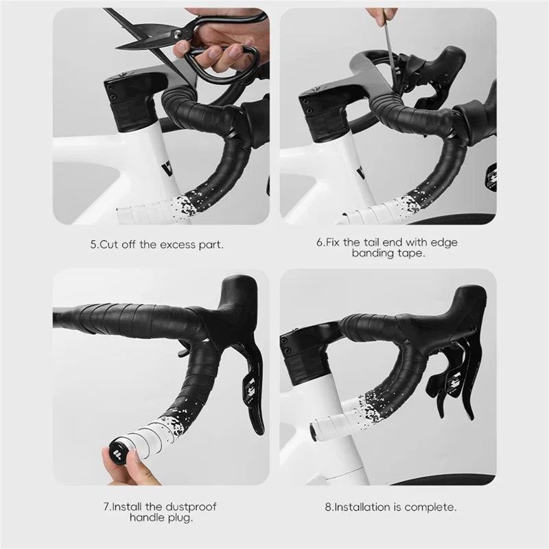 WEST BIKING YP0804093 1 Pair Bicycle Handlebar Tape Gradient PU + EVA Anti Slip Shock Absorbing Bike Grip Straps - Black White Gradient