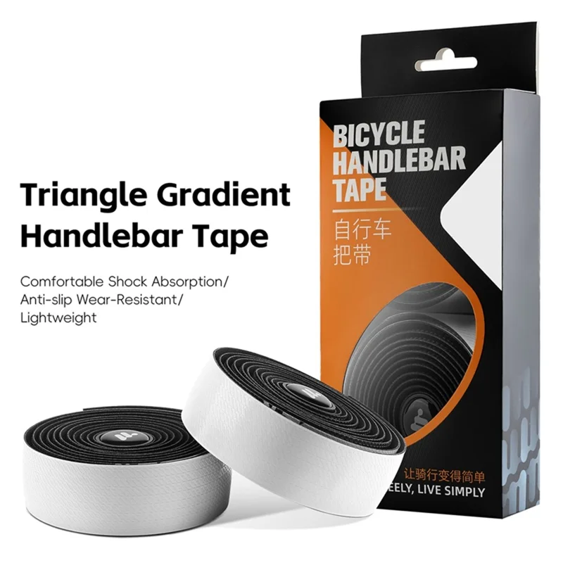 WEST BIKING YP0804093 1 Pair Bicycle Handlebar Tape Gradient PU + EVA Anti Slip Shock Absorbing Bike Grip Straps - Black White Gradient