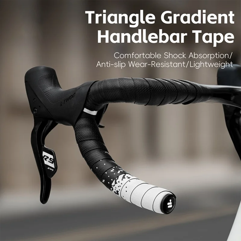 WEST BIKING YP0804093 1 Pair Bicycle Handlebar Tape Gradient PU + EVA Anti Slip Shock Absorbing Bike Grip Straps - Black White Gradient