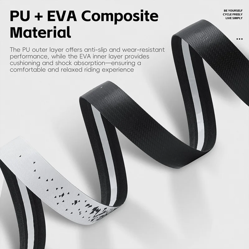 WEST BIKING YP0804093 1 Pair Bicycle Handlebar Tape Gradient PU + EVA Anti Slip Shock Absorbing Bike Grip Straps - Black White Gradient