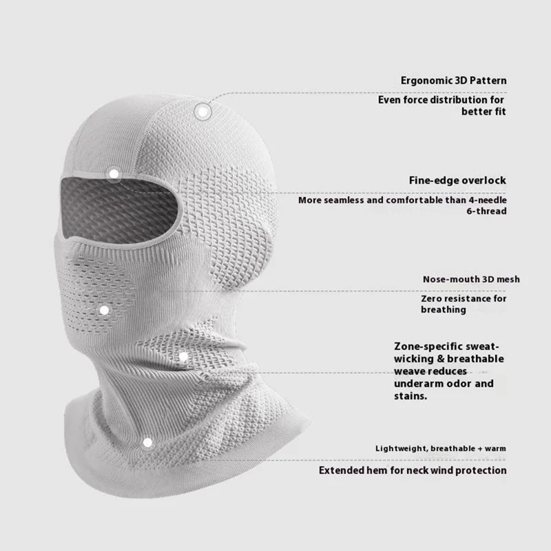 DTJ67 Outdoor Winter Ski Face Mask Neck Protection Windproof Balaclava Hat for Motorcycle Riding - Grey
