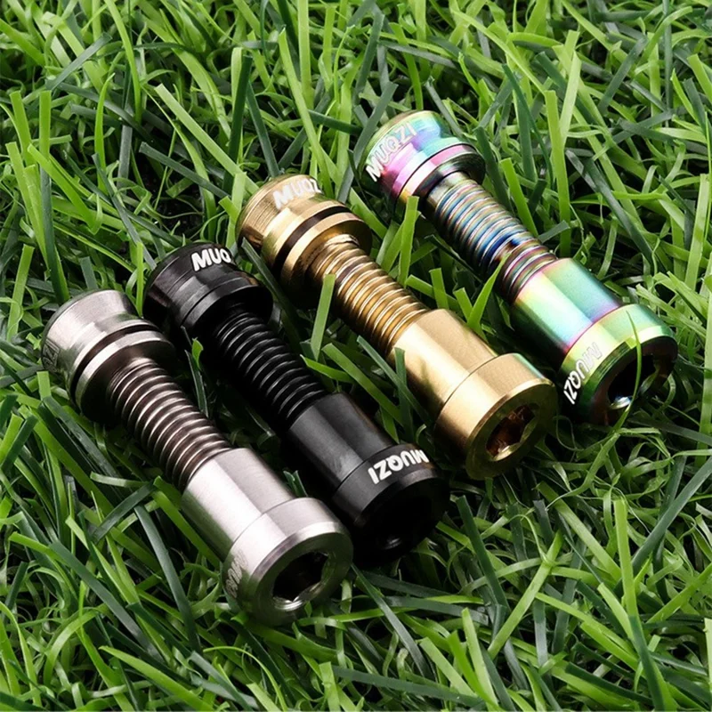 MUQZI Mountain Road Bike Nuts Set M5-19MM Titanium Alloy Lock Stem Bolts for Outdoor Cycling - Titanium