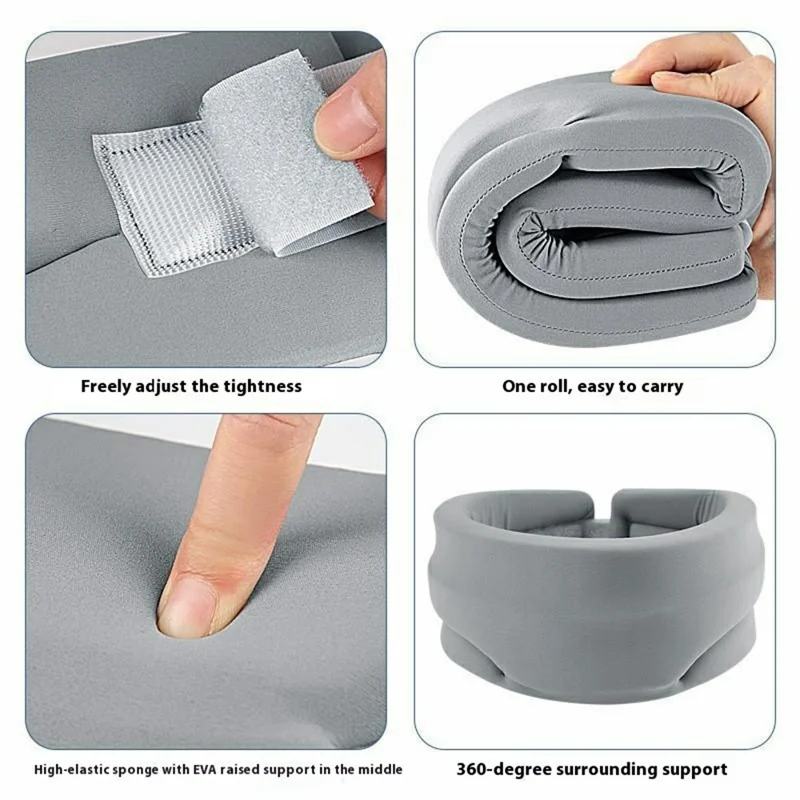 Neck Support Brace Cervical Collar Foam Cushion Lightweight Comfortable for Travel / Home - Grey
