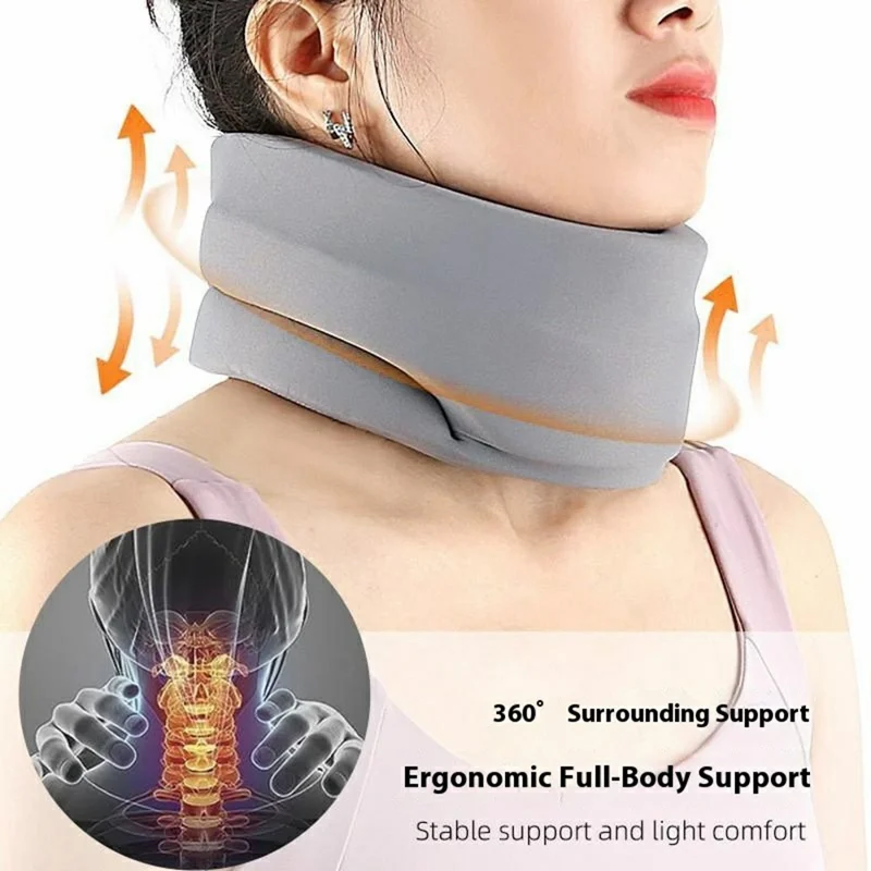 Neck Support Brace Cervical Collar Foam Cushion Lightweight Comfortable for Travel / Home - Grey