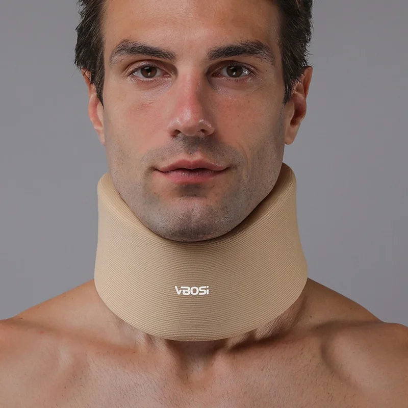 VBOSI 0722 Collier Cervical en Forme de U Réglable Support de Cou en Mousse de Protection pour Sports / Correction de Posture - Beige / M