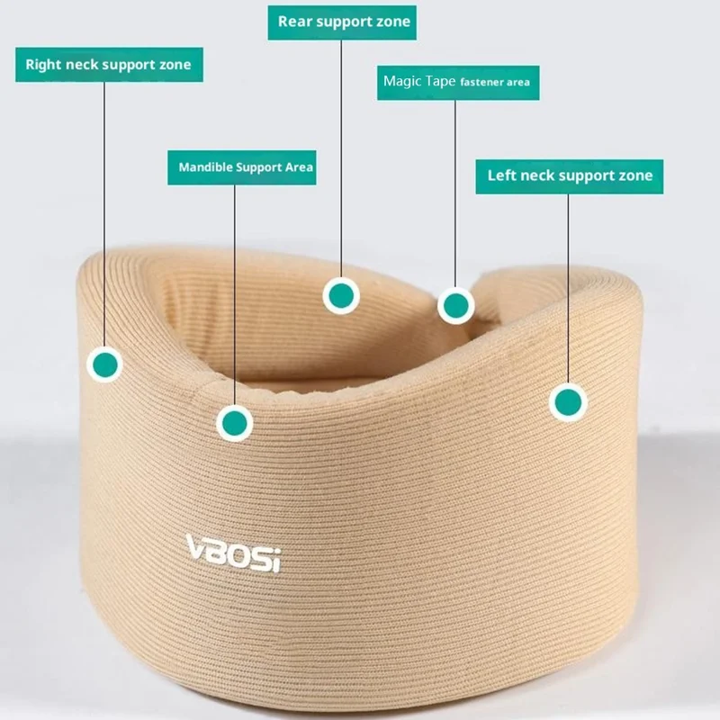 VBOSI 0722 Collier Cervical en Forme de U Réglable Support de Cou en Mousse de Protection pour Sports / Correction de Posture - Beige / M