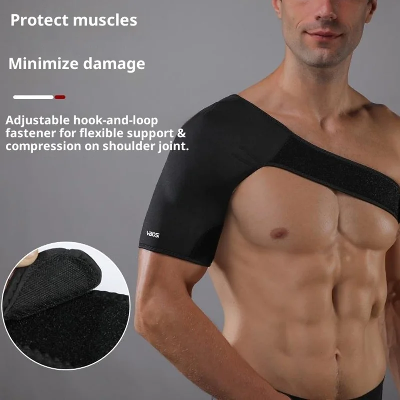 VBOSI 0108V Compression Shoulder Support Brace Sports Protective Gear, One Size  for Adults, Cycling - Black