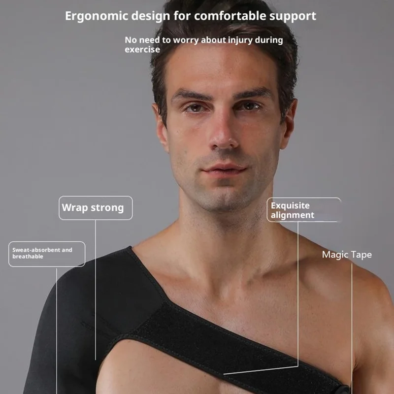 VBOSI 0108V Compression Shoulder Support Brace Sports Protective Gear, One Size  for Adults, Cycling - Black