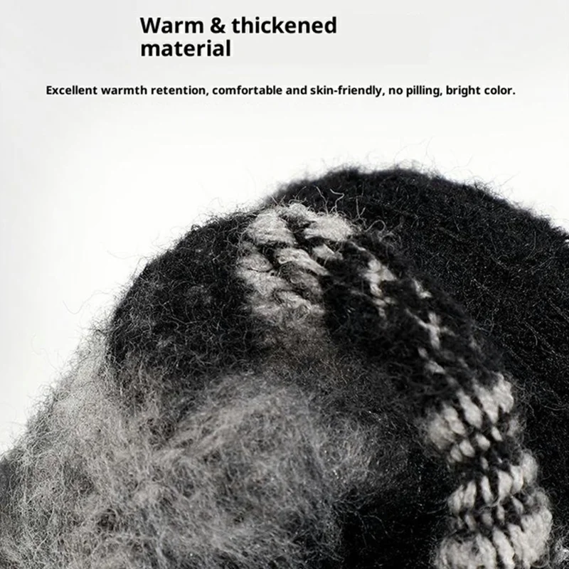 A9912 For Men Winter Cycling Gloves Flame Pattern Color Block Touchscreen Thermal Knit Mittens - Black+Grey