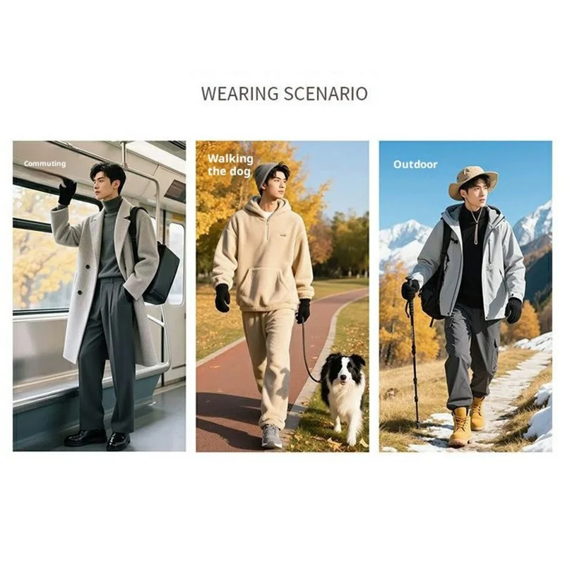 B8887 Жаккардовые перчатки с тремя пальцами, сенсорный экран, зимние теплые перчатки для мужчин и женщин - хаки