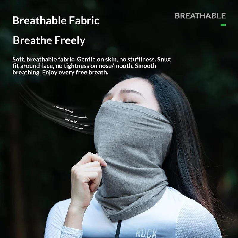 ROCKBROS 11250013 YDWB005 11250013001 Tencel Uld Halsvøb Ansigtsmaske Rørslør Vindtæt Balaclava til Cykling Vandring Udendørs Sport - Lys Grå