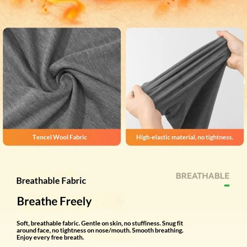 ROCKBROS 11250013 YDWB005 11250013001 Tencel Uld Halsvøb Ansigtsmaske Rørslør Vindtæt Balaclava til Cykling Vandring Udendørs Sport - Lys Grå