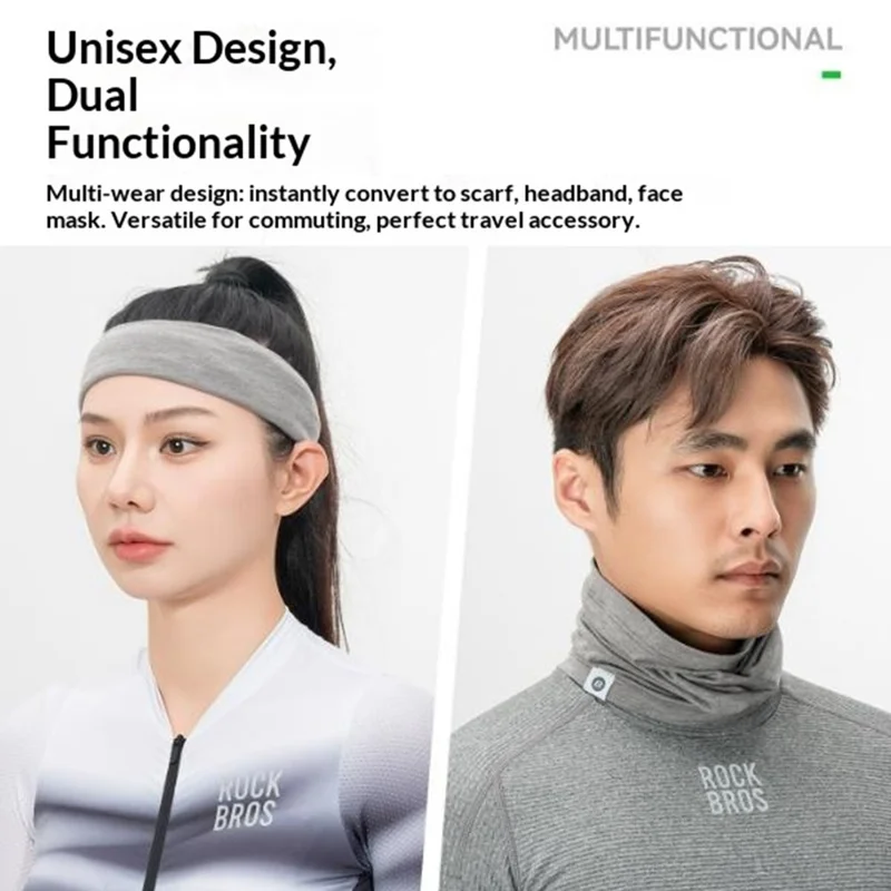 ROCKBROS 11250013 YDWB005 11250013001 Tencel Uld Halsvøb Ansigtsmaske Rørslør Vindtæt Balaclava til Cykling Vandring Udendørs Sport - Lys Grå