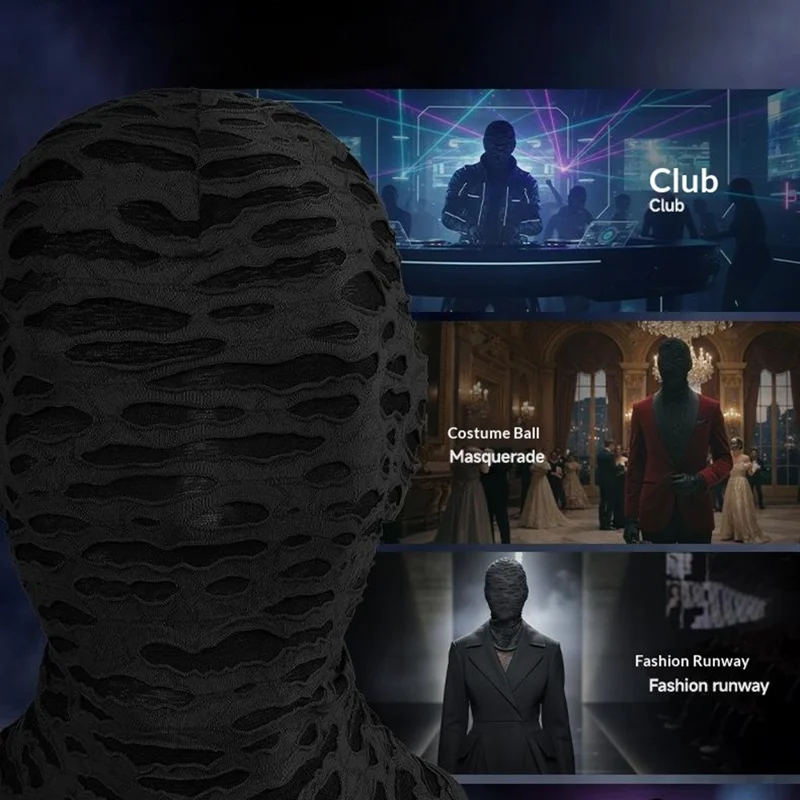 Halloween Maske, Hel Ansigt Kostume, Åndbar Maske til Fest/Cosplay - Sort