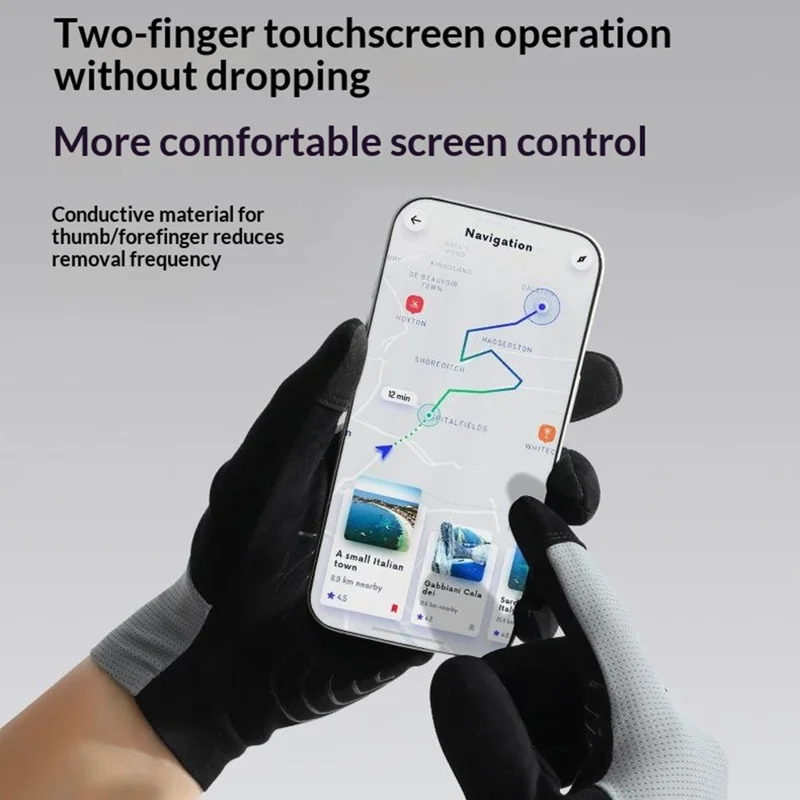 DY63 زوج واحد من قفازات الدراجات التي تعمل باللمس، قفازات بأصابع كاملة مقاومة للانزلاق للدراجات على الطرق - M / أبيض