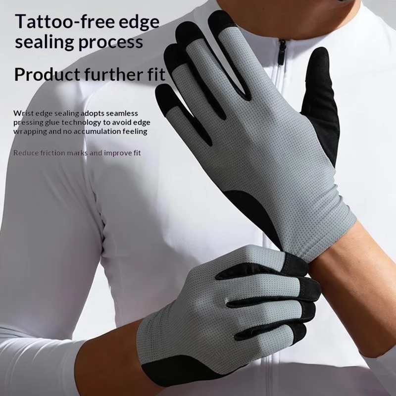 DY63 زوج واحد من قفازات الدراجات التي تعمل باللمس، قفازات بأصابع كاملة مقاومة للانزلاق للدراجات على الطرق - M / أبيض