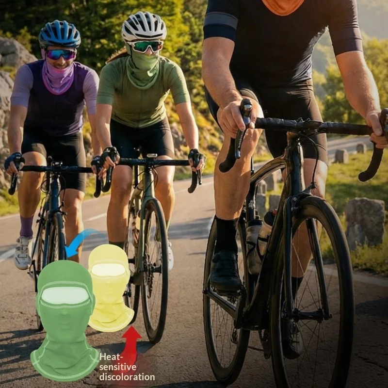 Termokrom balaclava med farveændring til udendørs cykling, fiskeri, ansigtsmaske, vindbeskyttende, indlæg til hjelm - 25018-BW-DM-2S-02 Orange