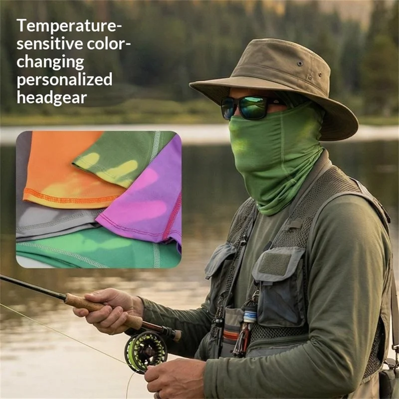 Termokrom balaclava med farveændring til udendørs cykling, fiskeri, ansigtsmaske, vindbeskyttende, indlæg til hjelm - 25018-BW-DM-2S-02 Orange
