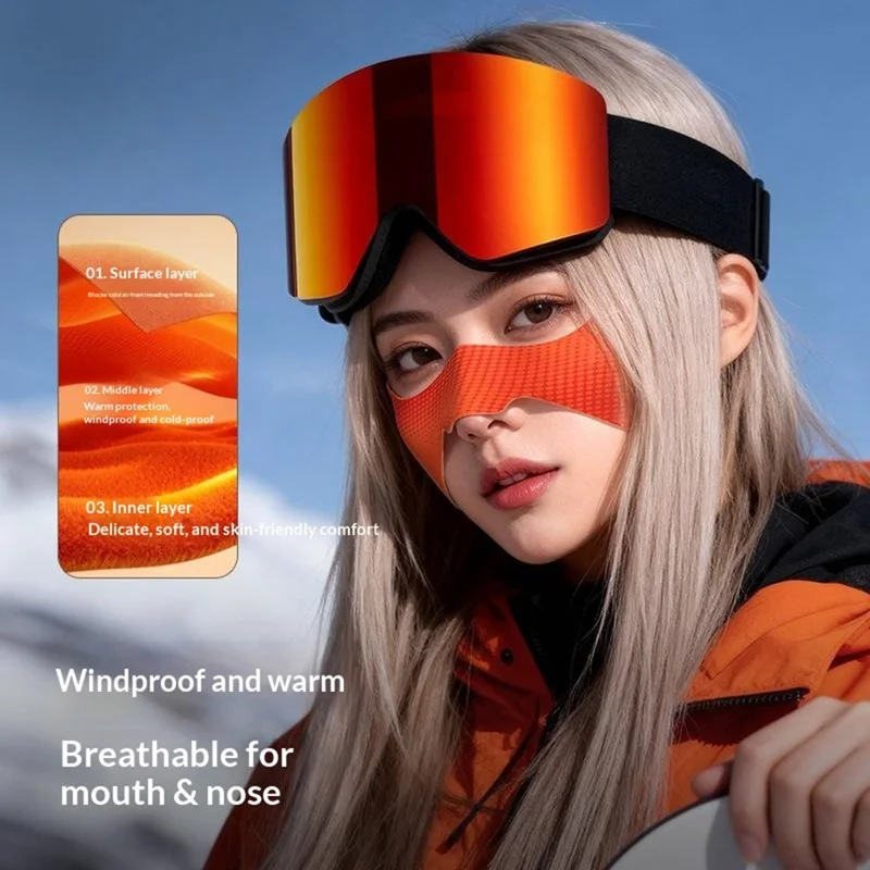 DTJ62 1 stk Skimaske mod frost og vind Tæt ansigtsbeskyttelse Varm fleeceindlægning til ansigt til mænd/kvinder Vintersport - Rød