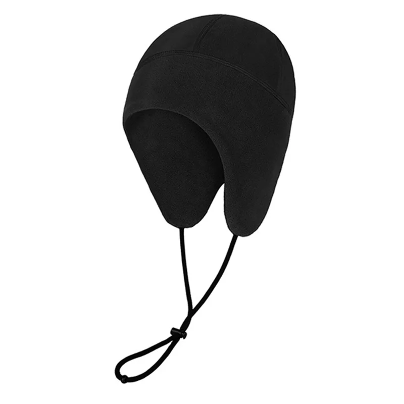 Autumn Winter Fleece Warm Hat Windproof Ski Cycling Warm Cap with Extended Ear Flaps Adjustable Drawstring - Kid Size  /  Black 25001-HRM-RT-01
