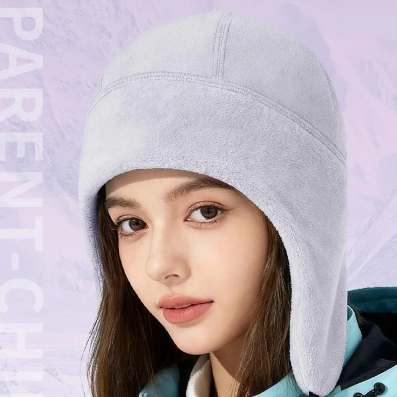 Autumn Winter Fleece Warm Hat Windproof Ski Cycling Warm Cap with Extended Ear Flaps Adjustable Drawstring - Kid Size  /  Black 25001-HRM-RT-01