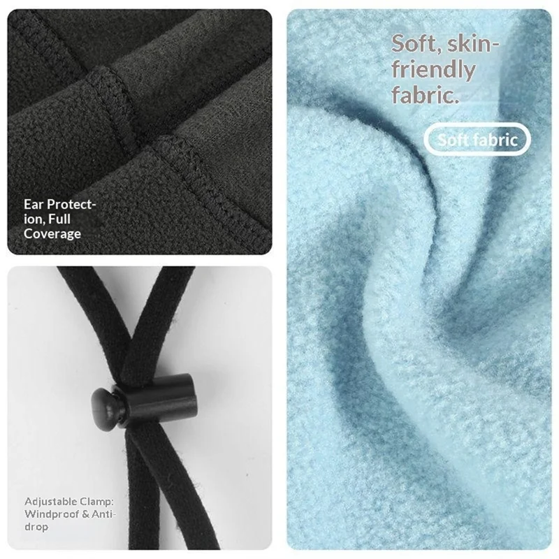 Autumn Winter Fleece Warm Hat Windproof Ski Cycling Warm Cap with Extended Ear Flaps Adjustable Drawstring - Kid Size  /  Black 25001-HRM-RT-01