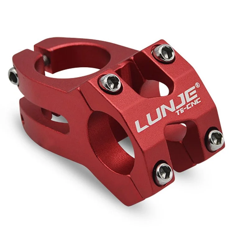 LUNJE XT-A089-2 Aluminum Alloy MTB Bike Stem Hollow Bicycle Handlebar Stem, 25.4mm - Red