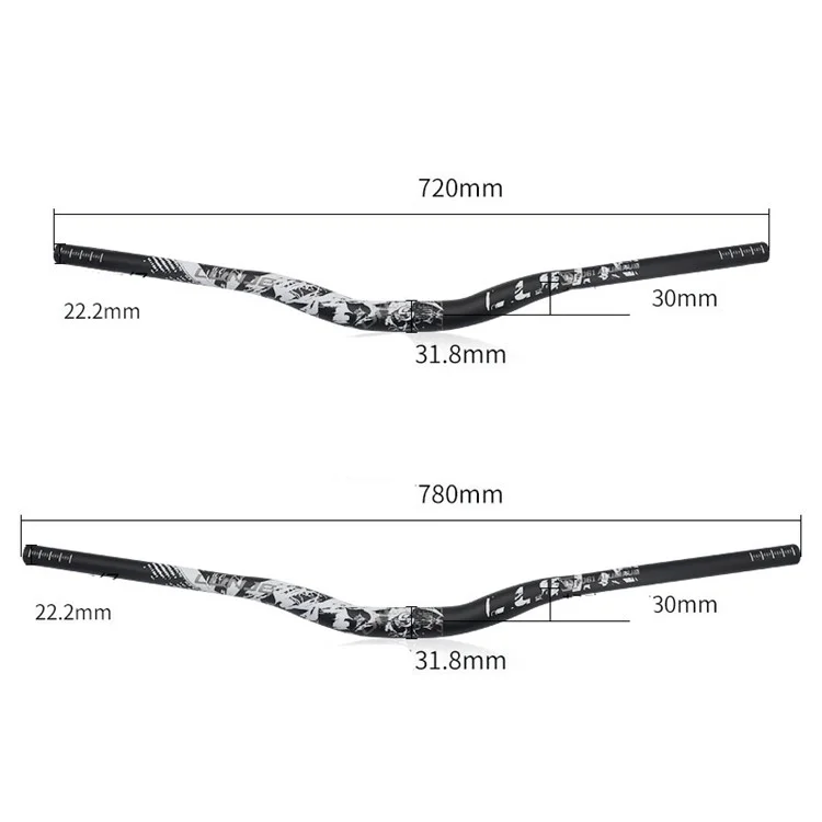 LUNJE 720-780mm Downhill Racing Bike Wider Handle Bar Mountain Road Bike Colorful Handlebar - 31.8 x 720mm/Purple
