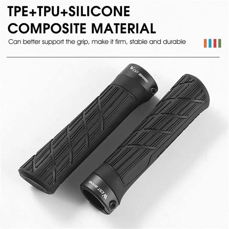 WEST BIKING YP0804063 One Pair Bike Handlebar Grips Non-slip Bicycle Handlebar Grips Cover for Mountain Bike Scooters Road Bike BMX MTB - Black