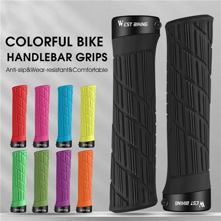 WEST BIKING YP0804063 One Pair Bike Handlebar Grips Non-slip Bicycle Handlebar Grips Cover for Mountain Bike Scooters Road Bike BMX MTB - Blue